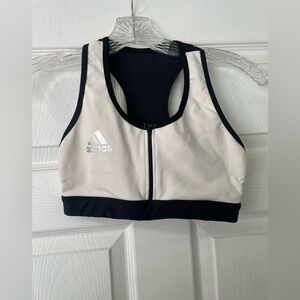 Adidas Monochrome Zip-Front Sports Bra